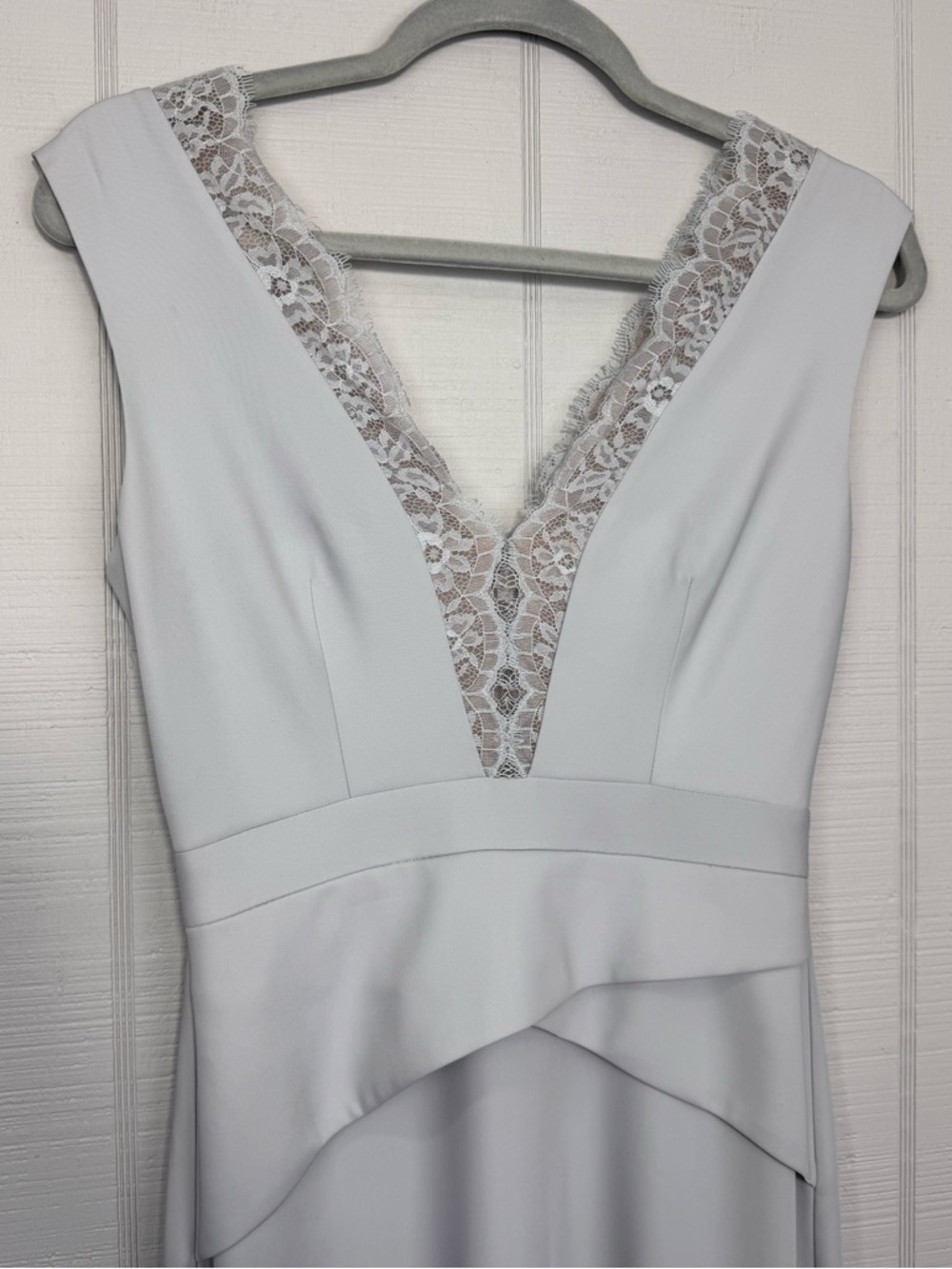 NWT BCBGMAXAZRIA Alyza Blue Formal Evening Dress Lace V-neck Surplice Waist - Picture 3 of 9